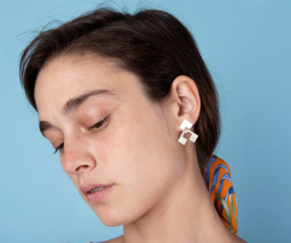 Unique Sterling silver jacket earrings