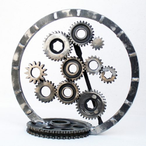 Industrial art made of metal gears