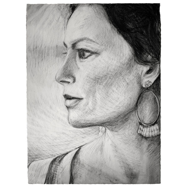Graphite drawing woman portrait