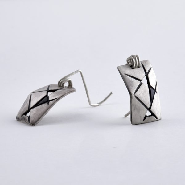 Modern jewelry silver earrings "Shields"